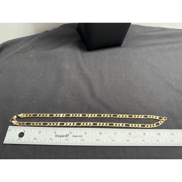 24K Gold Plated 22" Figaro Chain Necklace For Men & Women - Picture 3 of 6